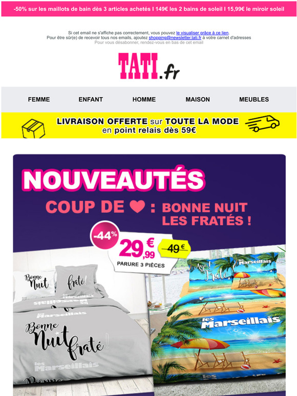  LES MARSEILLAIS dbarquent : 29,99 la parure de lit
