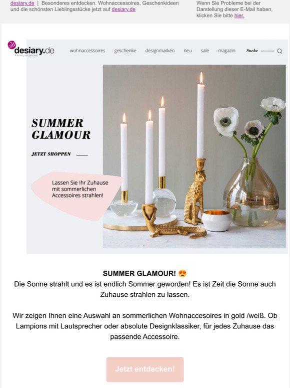 Summer Glamour  entdecken Sie stylische Dekoration fr den Sommer