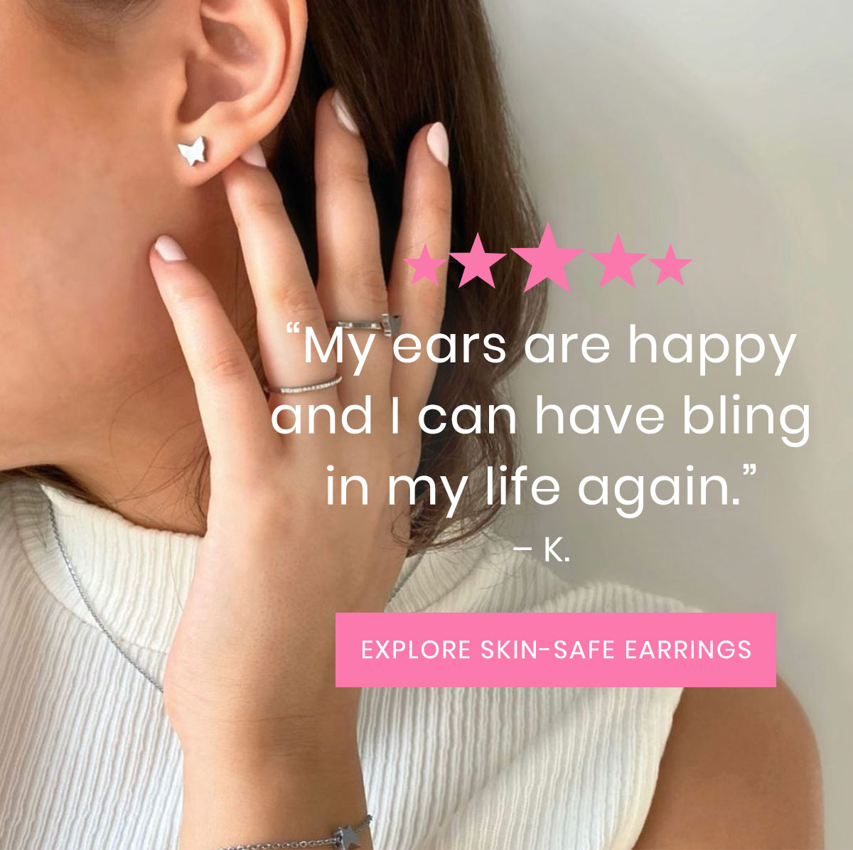 ⭐⭐⭐⭐⭐ “My ears are happy and I can have bling in my life again.” – K.  [ EXPLORE SKIN-SAFE EARRINGS ]  https://blomdahlusa.com/earrings/?sort=newest