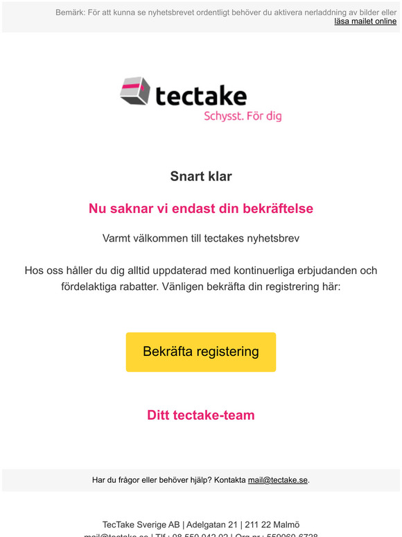 Vnligen bekrfta din registrering