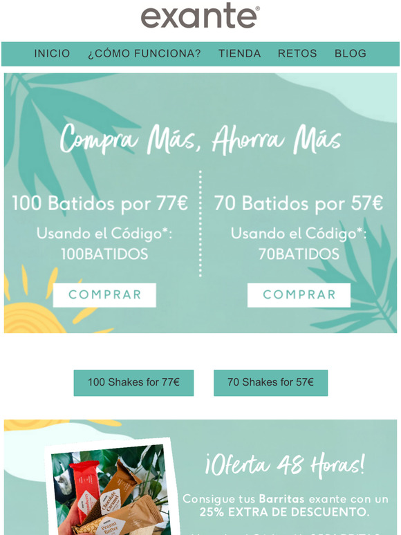 AHORRA MS, COMPRA MS! 100 Batidos por 77 o 70 Batidos por 57