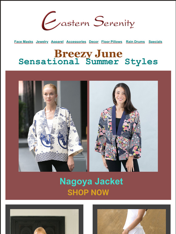 Eastern Serenity Sensational beach season catalog fashions Milled