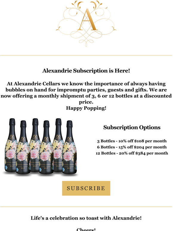 Alexandrie Brut Monthly Wine Subscription!