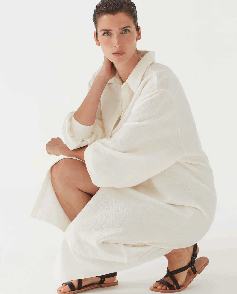 women's linen mini dress Ayana Open Back Mini Dress in Off White Linen , Cut Out