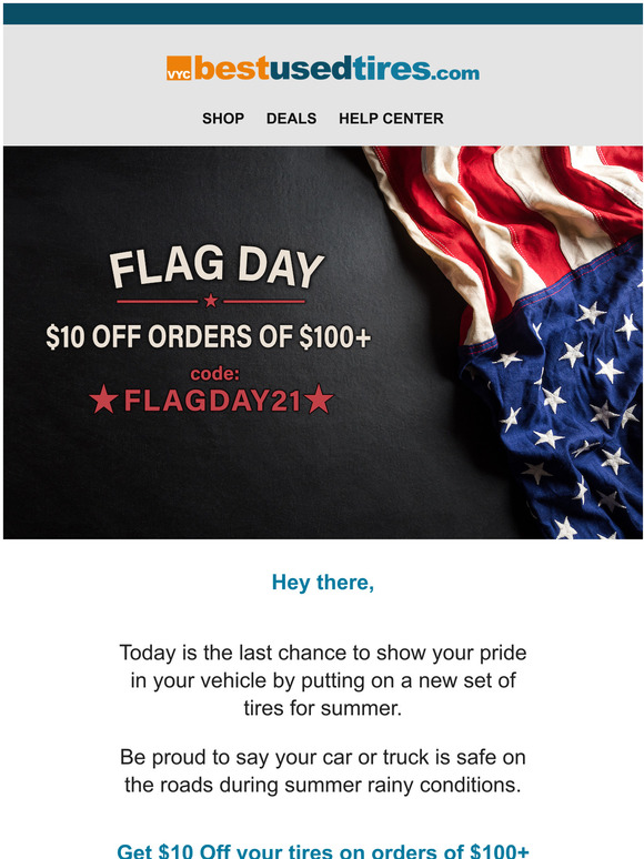 Last Chance to Get $10 Off for Flag Day.