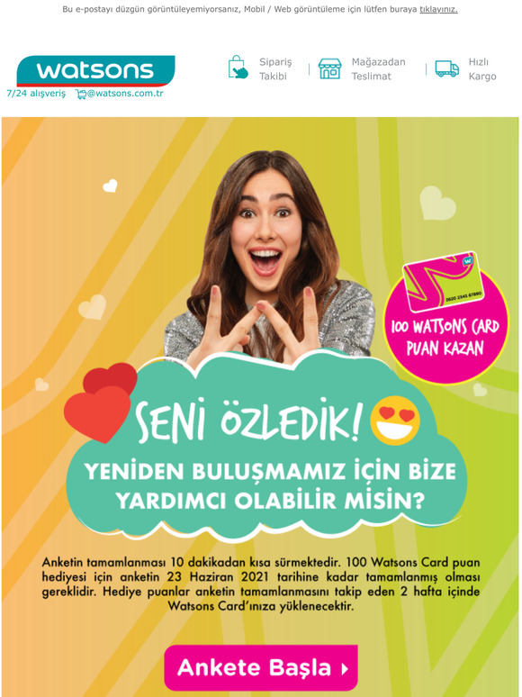 Seni zledik! Ksa Anketimizi Doldurarak Sana Yardmc Olmamz Salar msn?