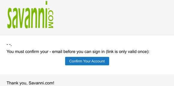 Please confirm your Savanni.com account