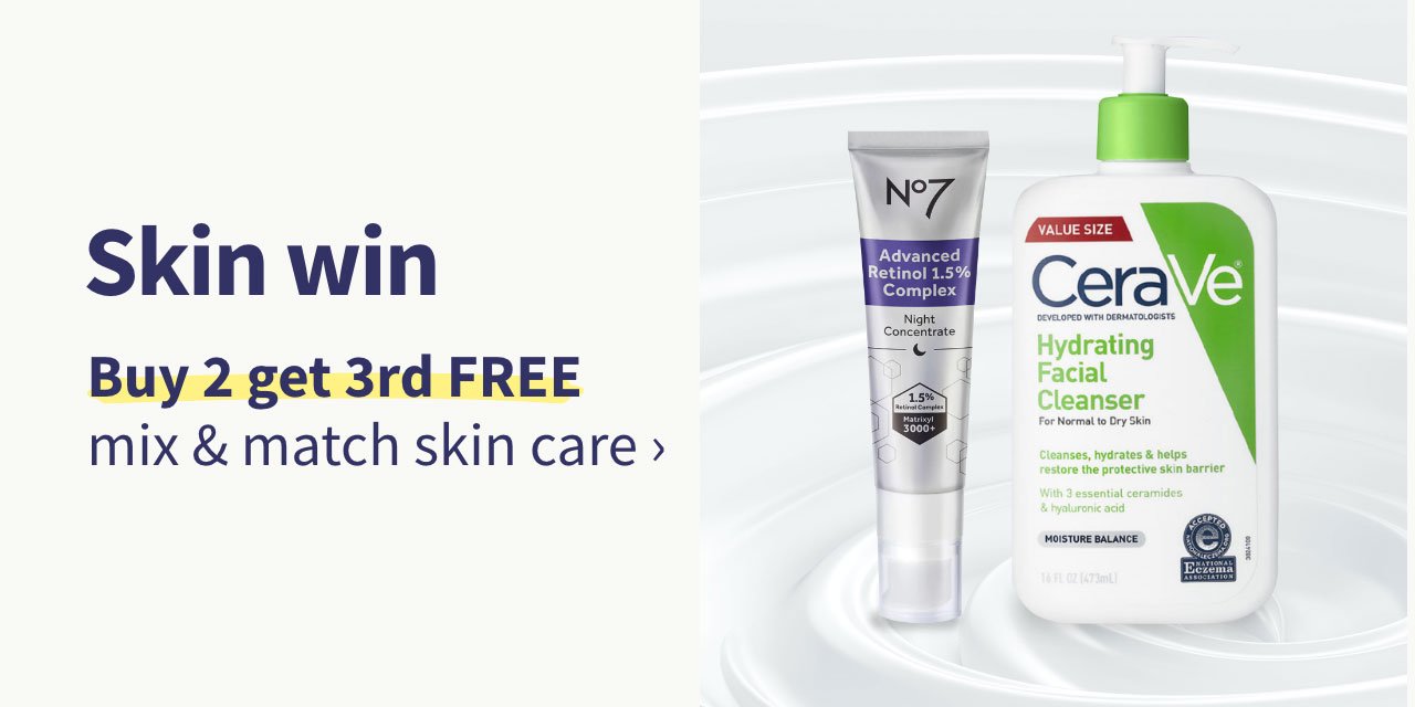 Skin win. Buy 2 get 3rd FREE mix & match skin care