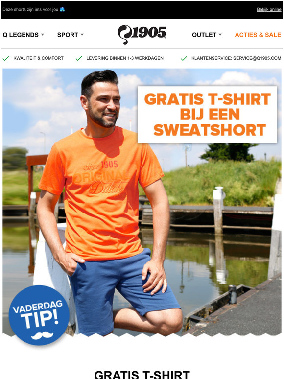 GRATIS T-shirt bij short t.w.v. 34,95