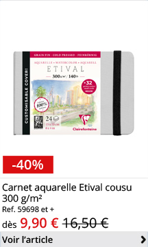 Carnet aquarelle Etival cousu 300 g/m² Ref. 59698 et +