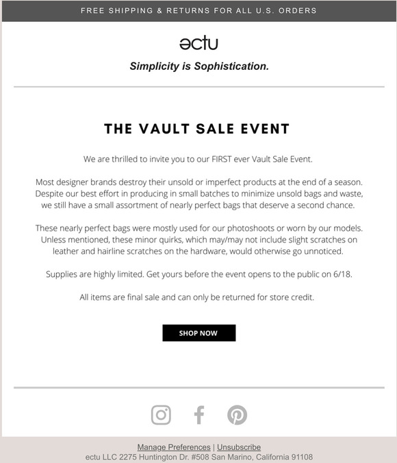 The Vault Sale Event is Here!