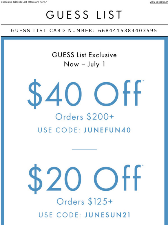 guess offers