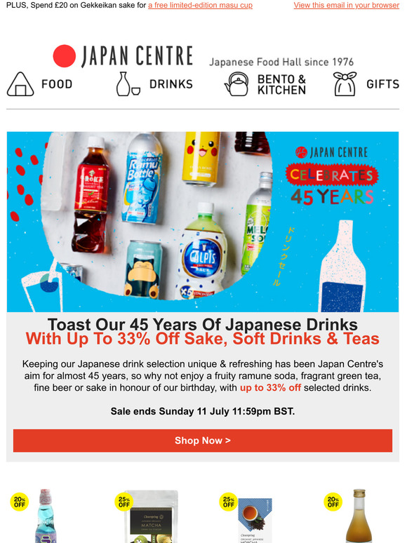 Japancentre Com Enjoy Up To 33 Off Popular Drinks For Our 45th Anniversary Milled