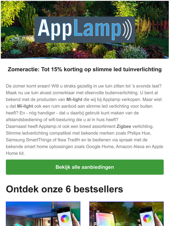 Tot 15% korting op slimme led tuinverlichting