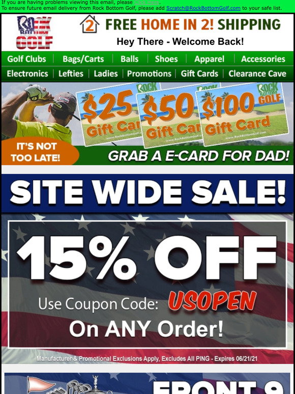 Rock Bottom Golf: MAJOR SITE WIDE SAVINGS! 15% Off & FREE Shipping ...