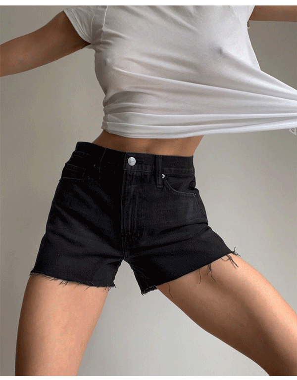 Femme Vêtements Shorts Shorts en jean et denim Short Le Simone a taille haute en jean FRAME en coloris Noir 