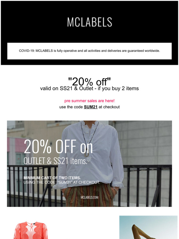 20% off SS21 & Outlet items