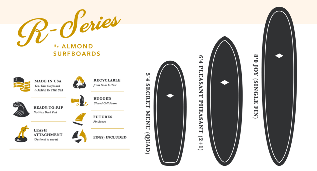 almond r series surfboard