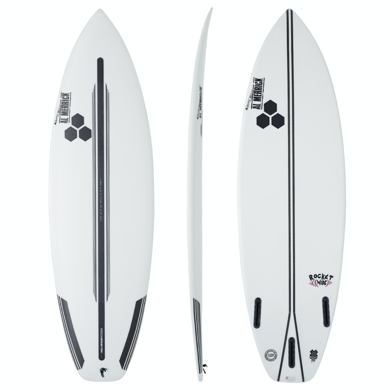 Channel Islands Rocket Wide Squash Spine-tek Futures Thruster Surfboard - Clear