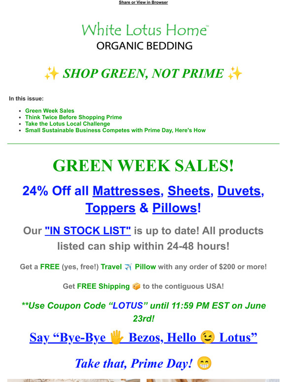 Whitelotushome Say Bye Bye Bezos Hello Lotus Green Week Sales Milled