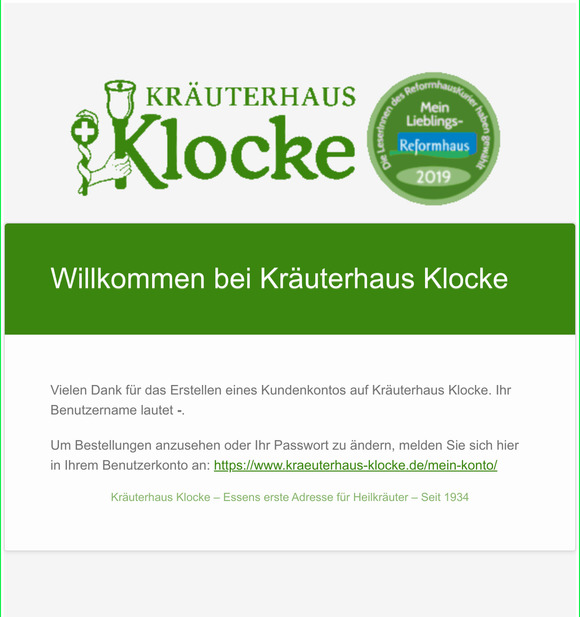 Ihr Konto bei Kruterhaus Klocke