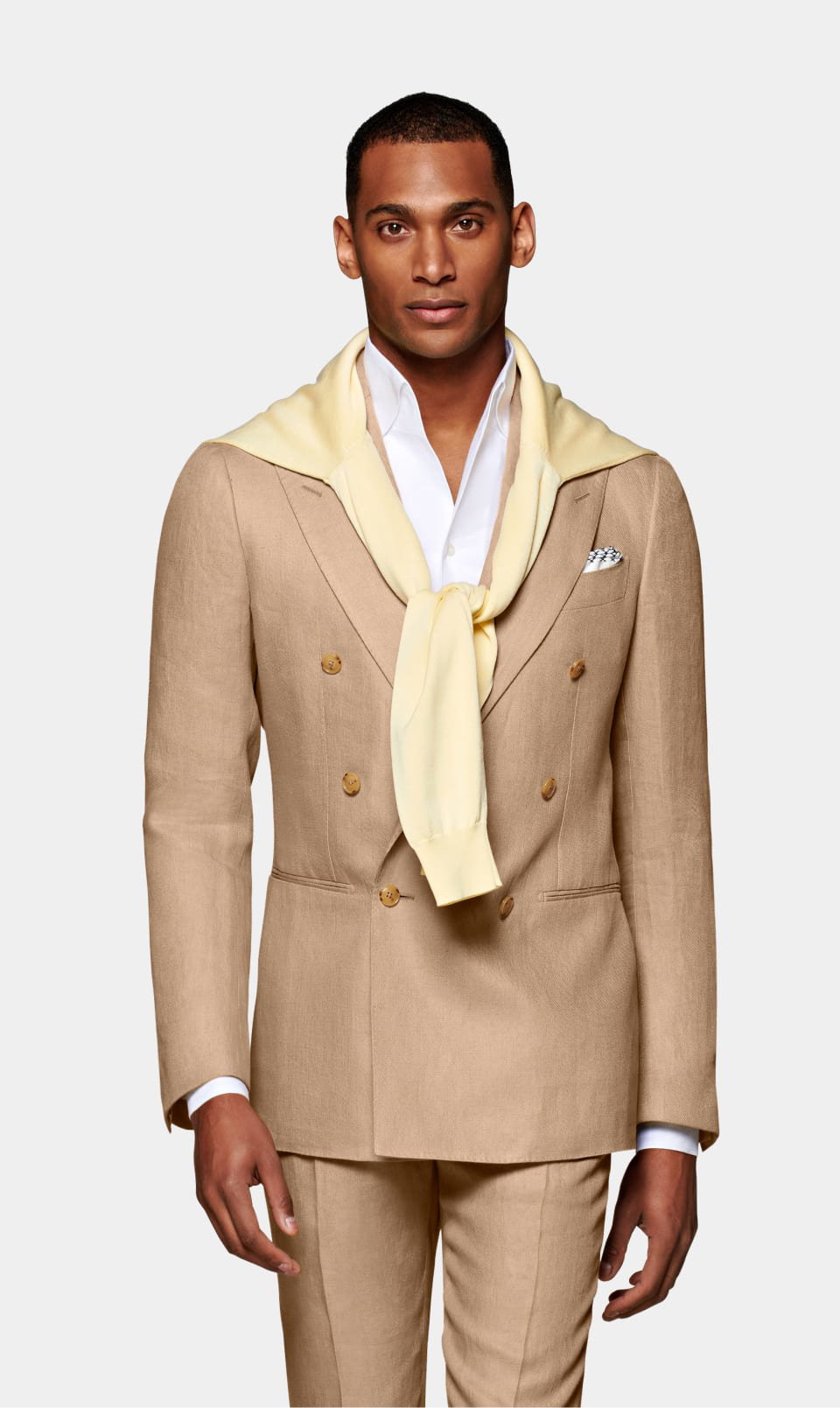 Light Brown Havana Suit in Pure Linen
