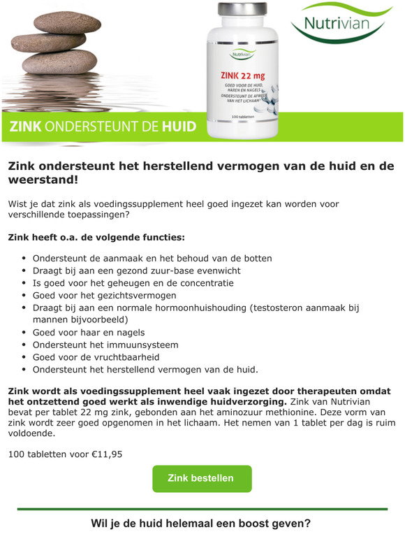 grijs stuk Wens Nutrivian.nl: Zink, ook voor een gave huid! | Milled