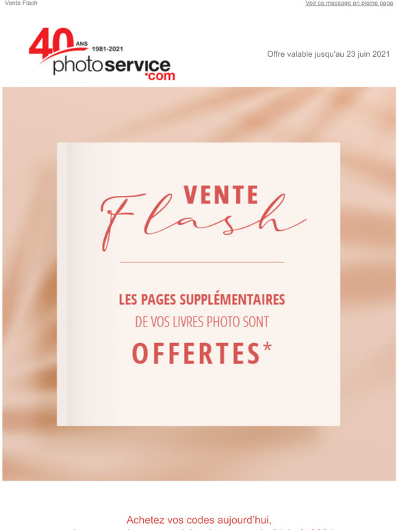 Vente Flash : derniers jours !