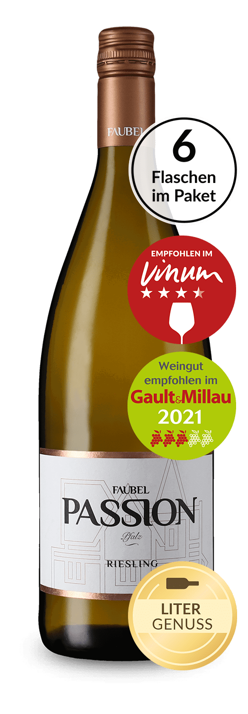 Riesling-Liter-Leidenschaft: Faubel 6 Flaschen Passion Riesling trocken Liter 2020