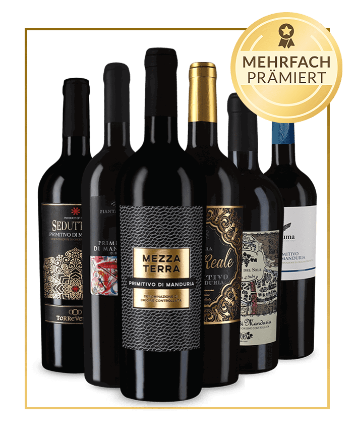 Süditalien-Genuss vom Feinsten:  Primitivo di Manduria: Edle Empfehlungen im 6er-Paket