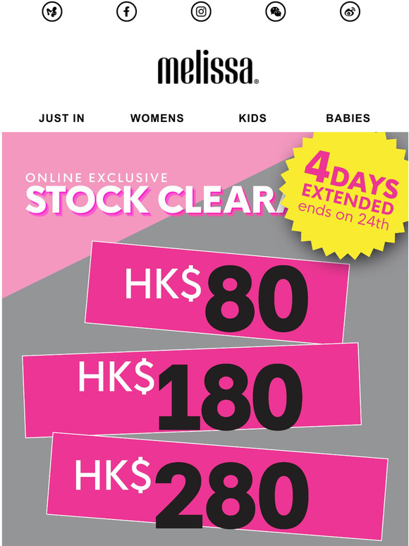Extended 4 daysStock Clearance - HKD 80 / 180 / 280
