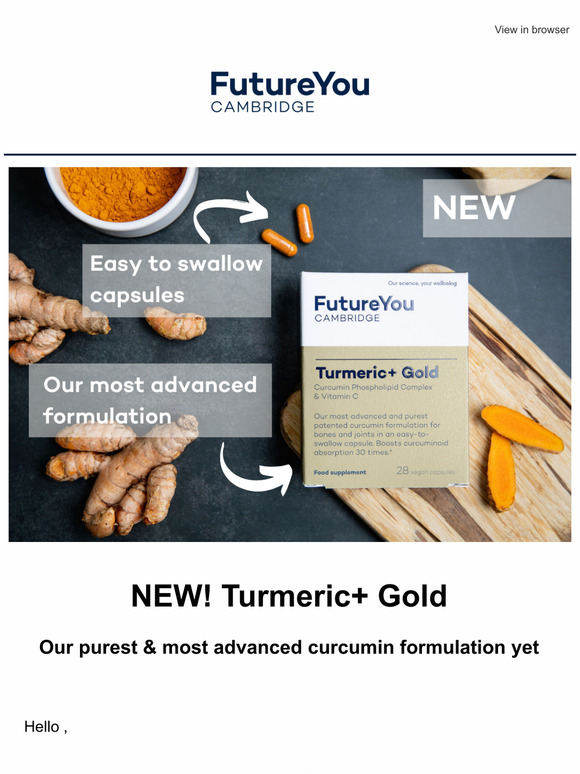 FutureYou Cambridge NEW Turmeric+ Gold easytoswallow capsules Milled