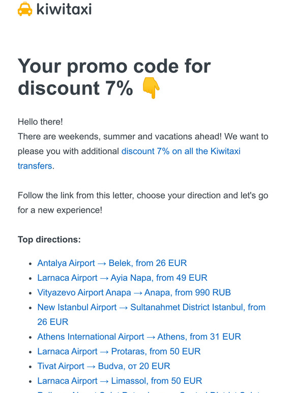  First summer discounts on all transfers!
