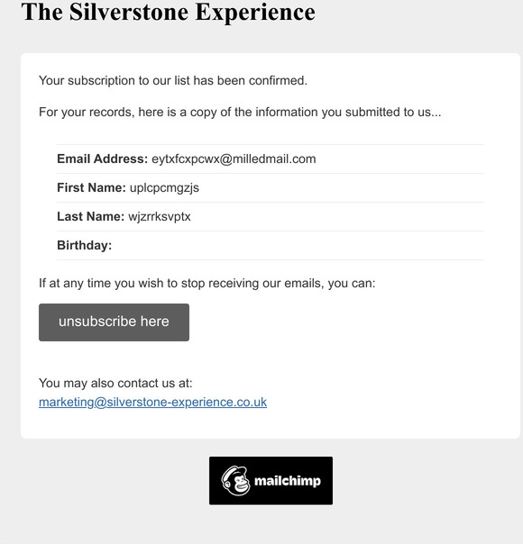 The Silverstone Experience: Subscription Confirmed