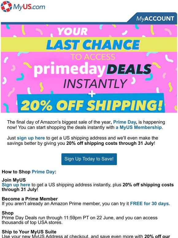 There's Still Time! Join to Access Prime Day + Get 20% Off Shipping