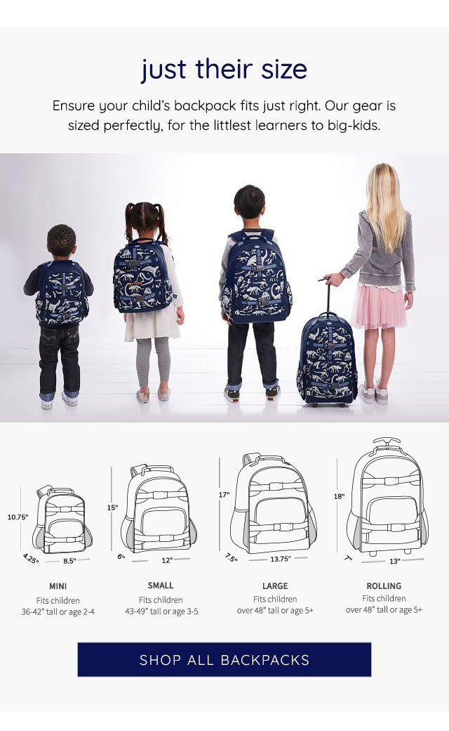 Pottery Barn Kids Backpack Size Comparison - Aseky + Co.