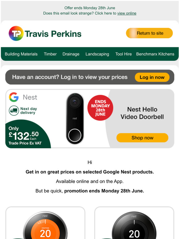 BE QUICK: Google Nest Video Doorbell for only 132.50 ex VAT
