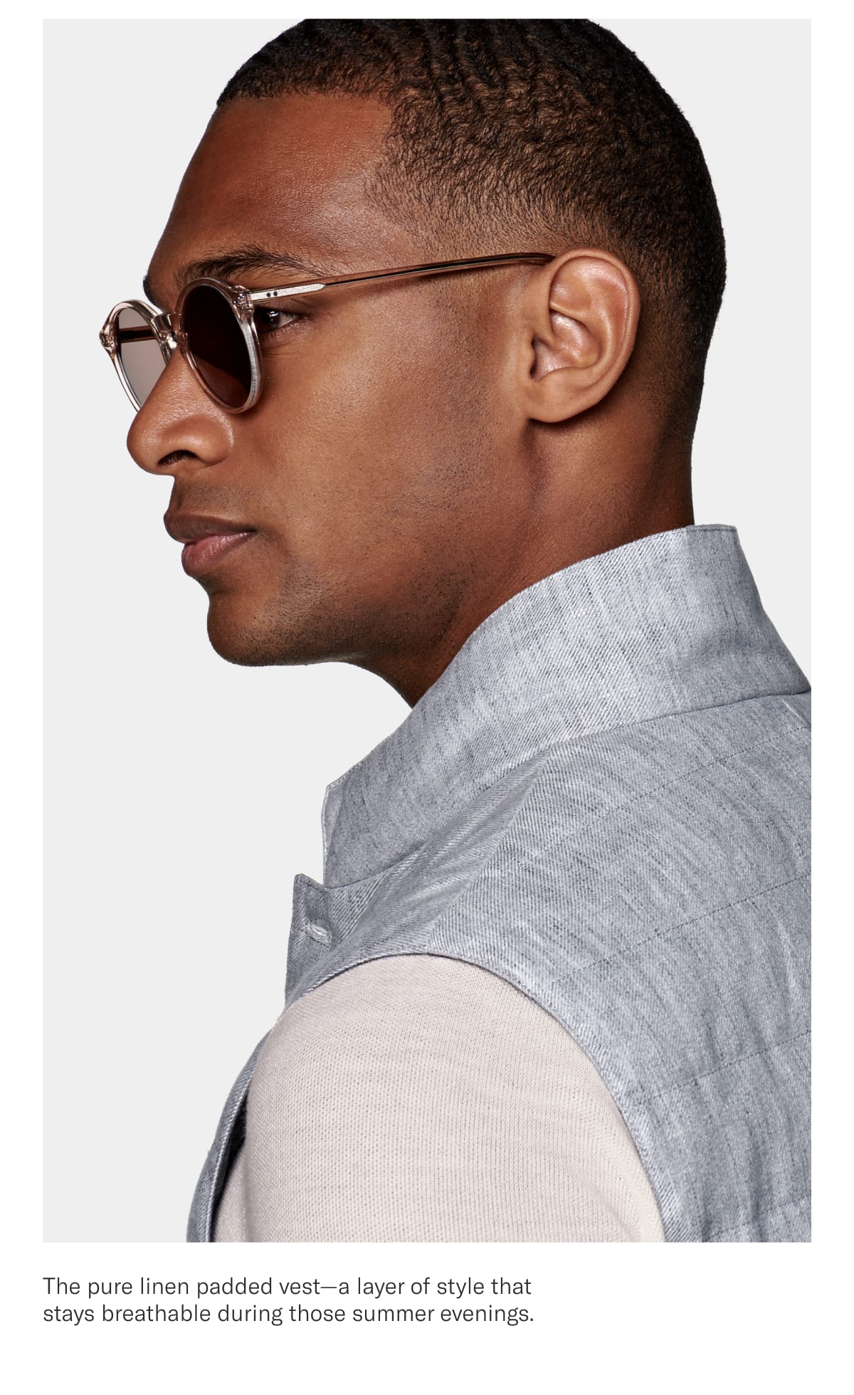 The pure linen padded vest—a layer of style that stays breathable during those summer evenings. 