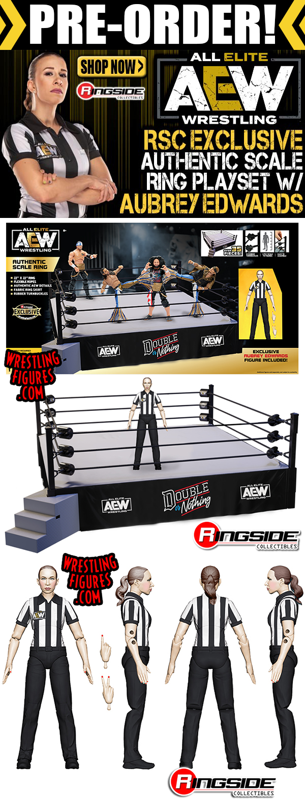 AEW Authentic Scale Ring Playset (w/ Aubrey Edwards) - Ringside