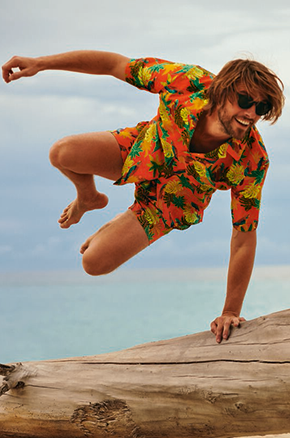 Men Stretch Short Swim Trunks 1998 Les Perroquets