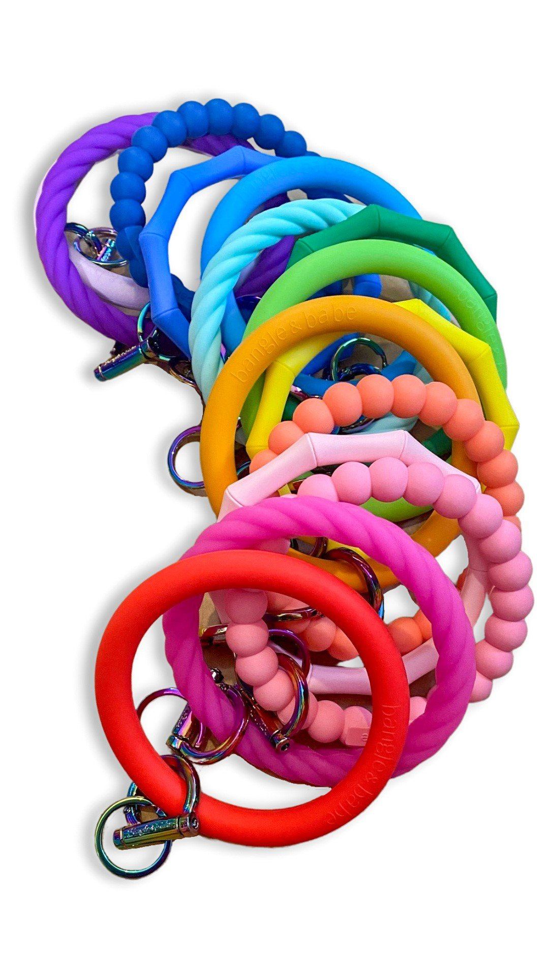 Image of Pride Month Bangle Bracelet Key Ring: Rainbow Clasps