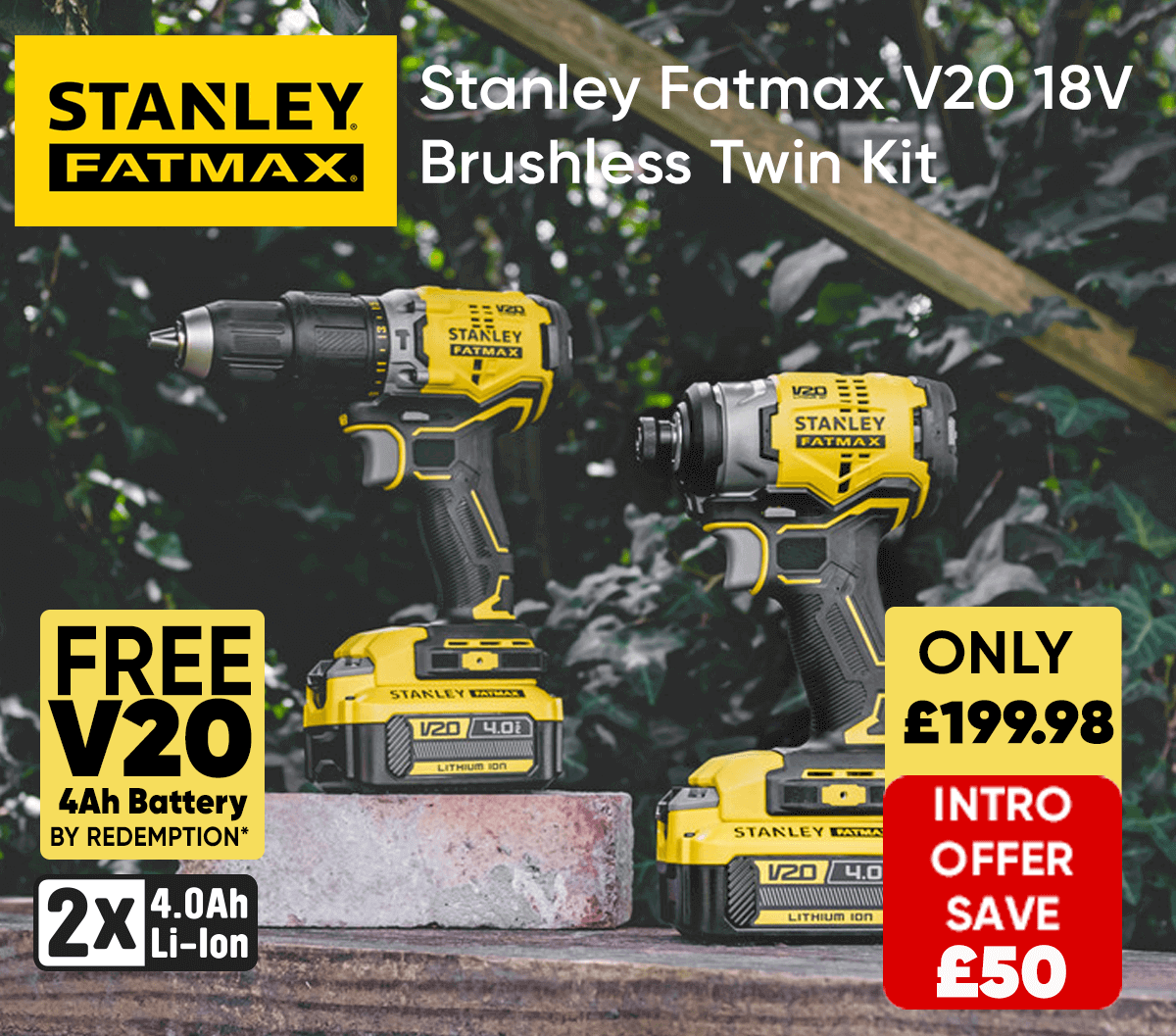 Stanley FatMax V20 18V Cordless Brushless Impact Driver 1 x 4.0Ah