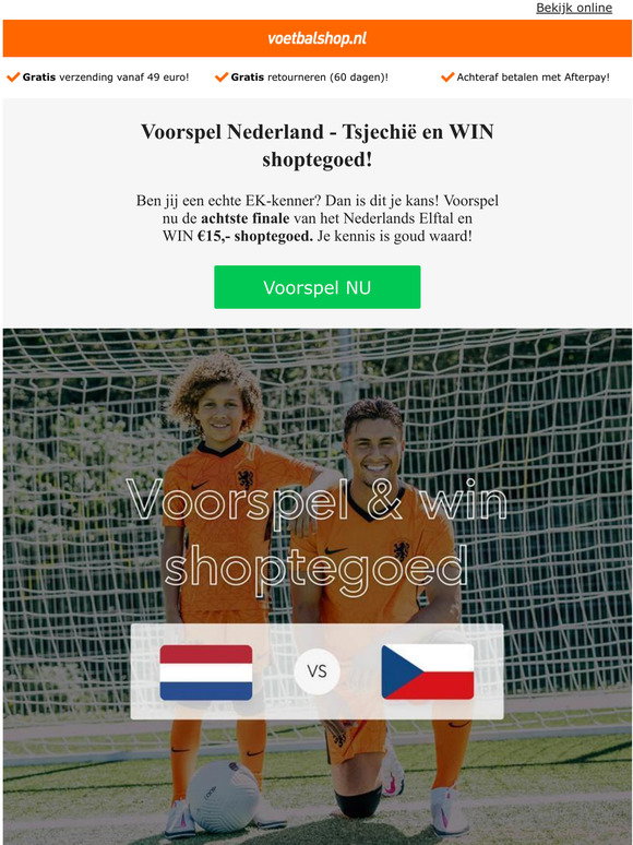 gips Op maat automaat Voetbalshop: Voorspel Nederland - Tsjechi en WIN shoptegoed! | Milled