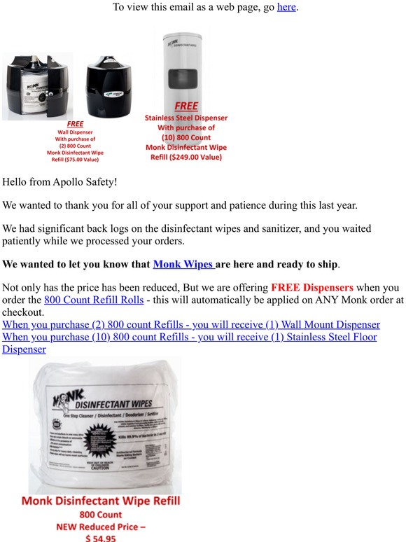 Apollo Safety - FREE Dispensers!