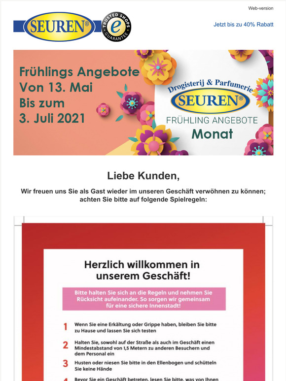 Frhlingsaktion - Bis zu 40% Rabatt im Geschft und Online - Seuren Health
