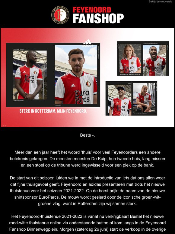 Feyenoord-thuistenue 2021-2022 nu beschikbaar 