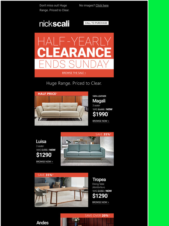 Nick Scali Online Winter Clearance, ENDS SUNDAY! Milled