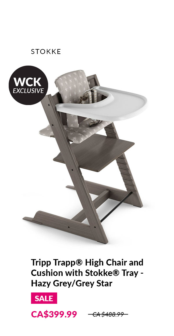 Tripp Trapp High Chair and Cushion with Stokke Tray - Hazy Grey