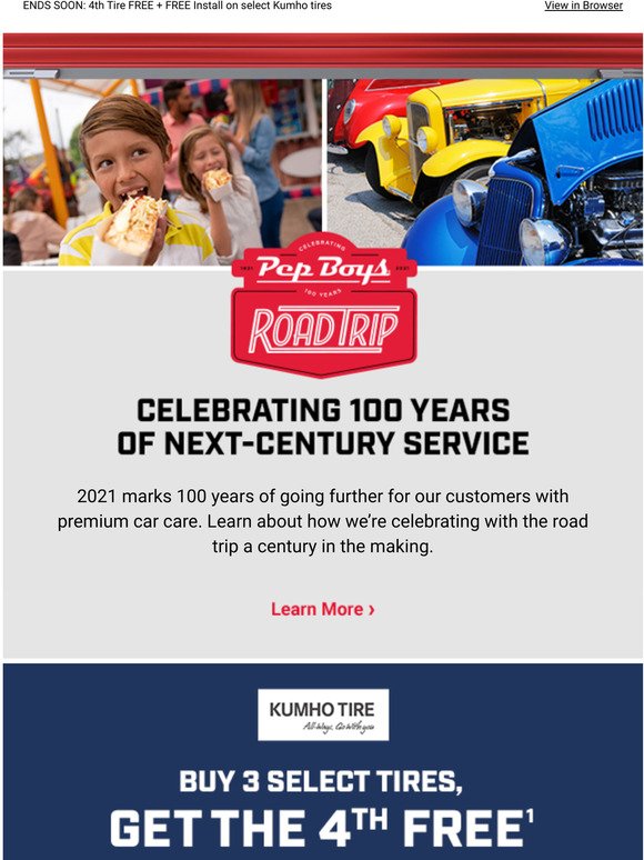 Pep Boys We Re Celebrating 100 Years Of Going Further Milled