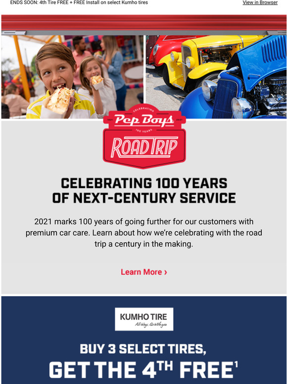 Pep Boys We Re Celebrating 100 Years Of Going Further Milled